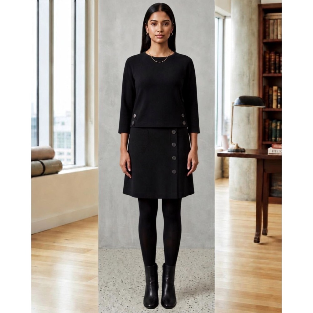 Cabi Osaka Nights Top Utility Skirt 2pc Set 3232 3218 A-Line Large/12 Black